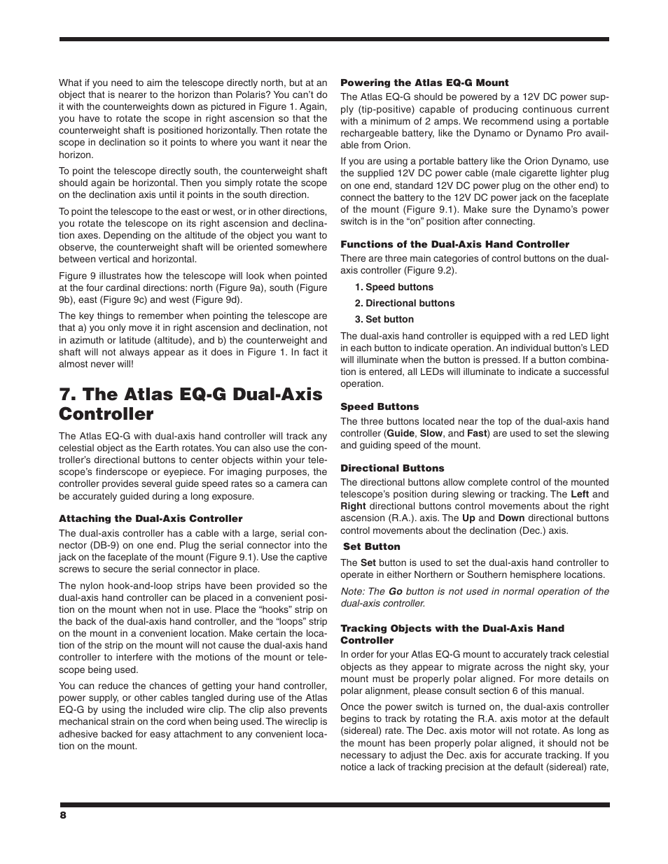 The atlas eq‑g dual‑axis controller | Orion ATLAS EQ-G User Manual | Page 8 / 27