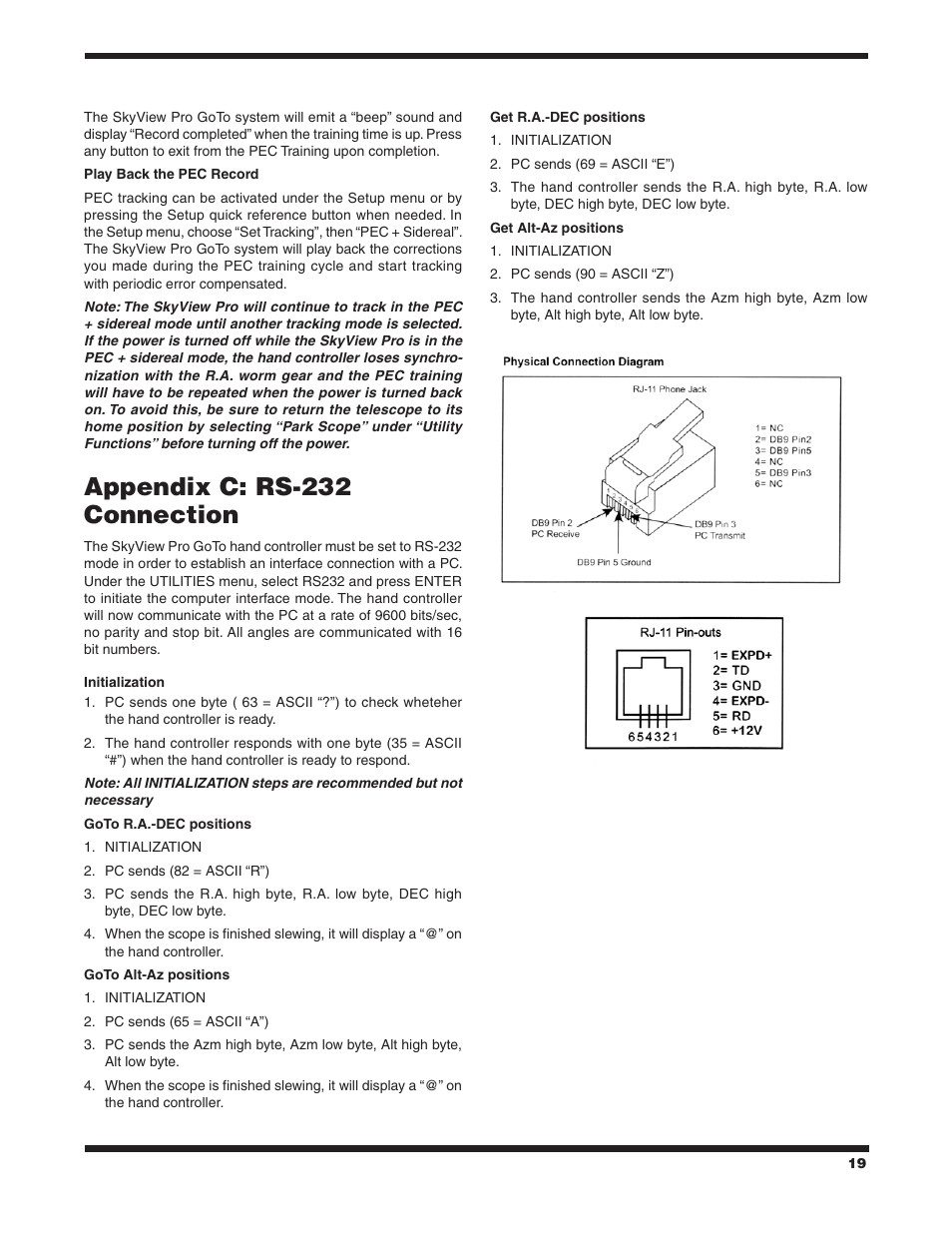 Appendix c: rs‑232 connection | Orion SKYVIEW PRO 7817 User Manual | Page 19 / 20