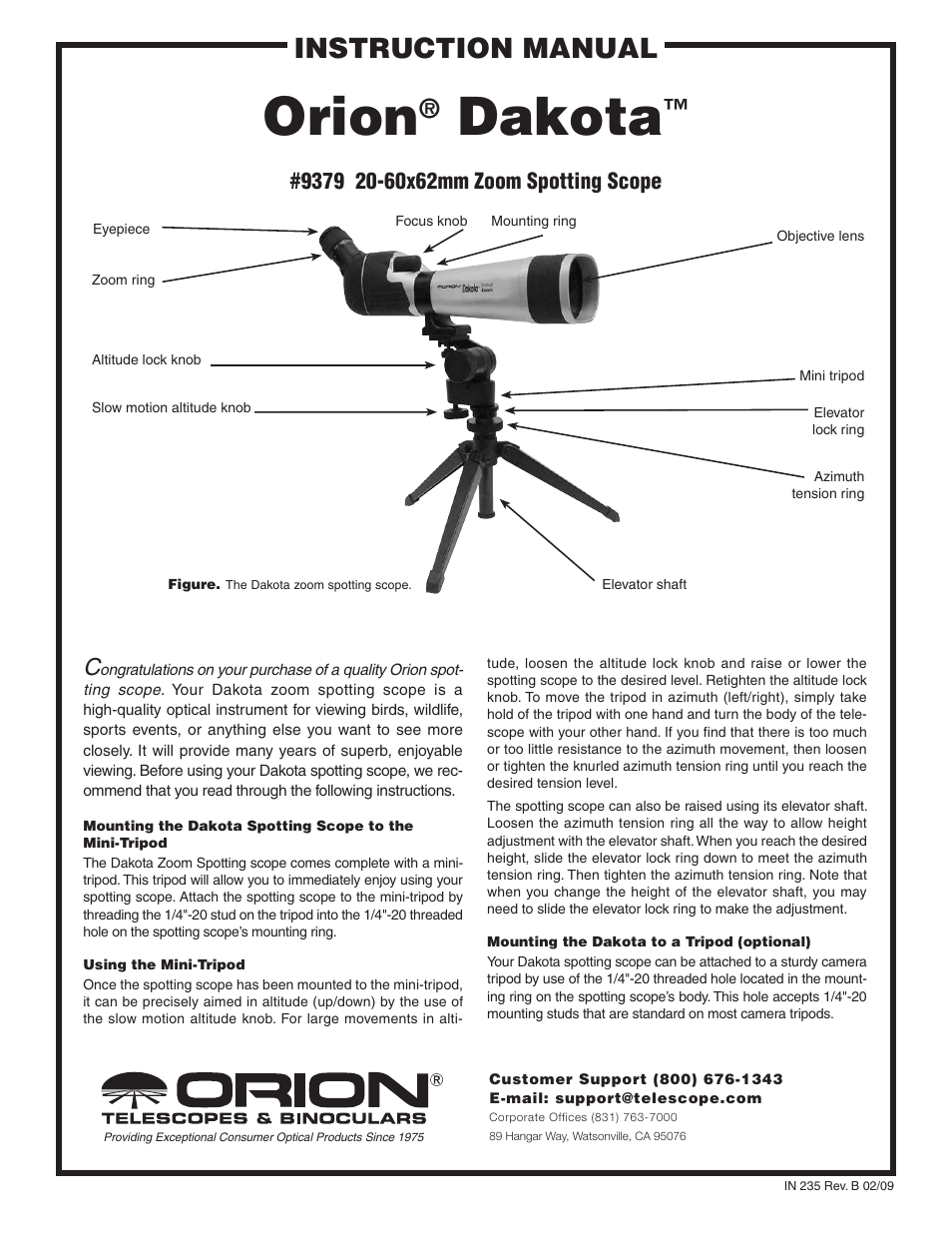 Orion DAKOTA 9379 User Manual | 2 pages