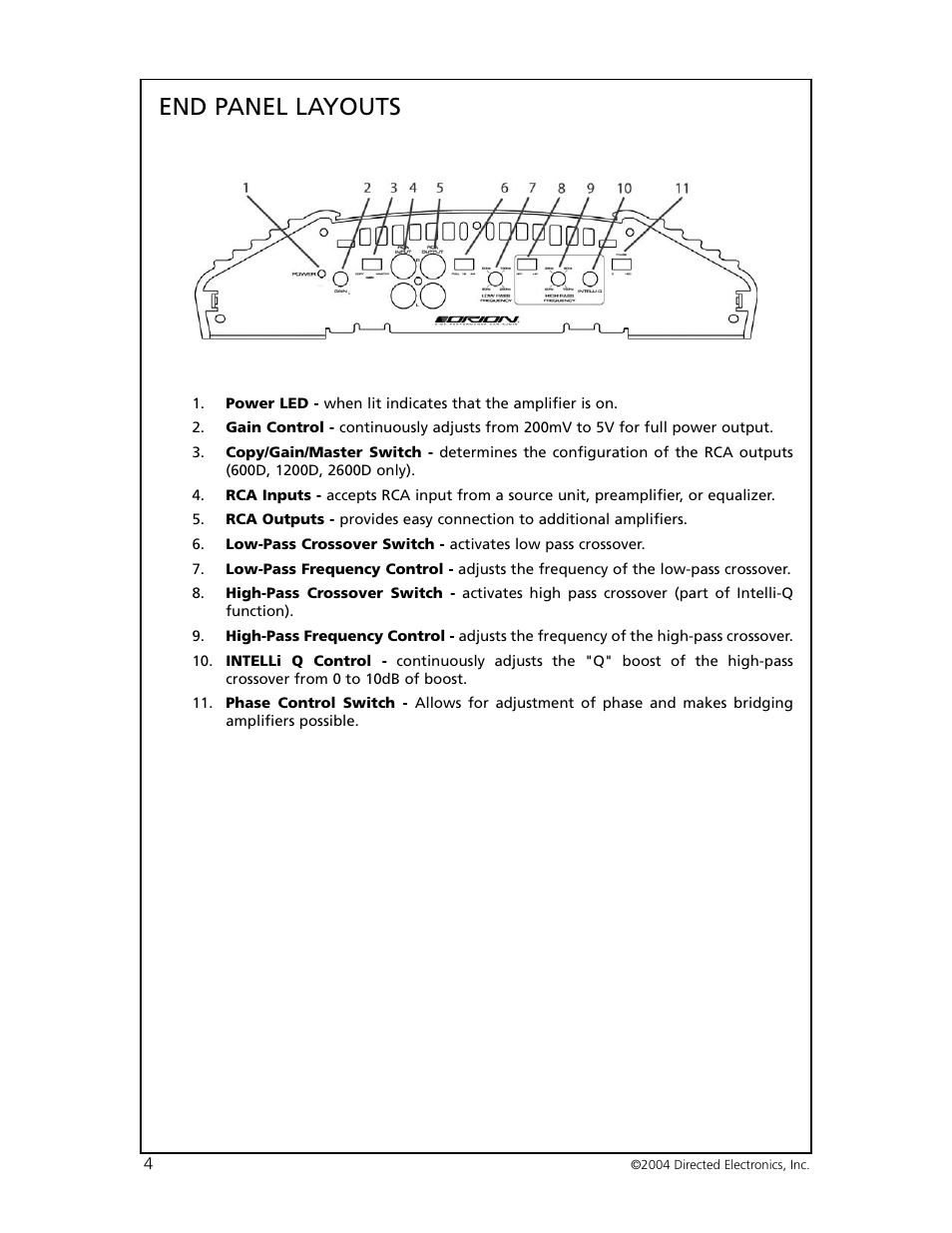 End panel layouts | Orion 6000 User Manual | Page 5 / 22