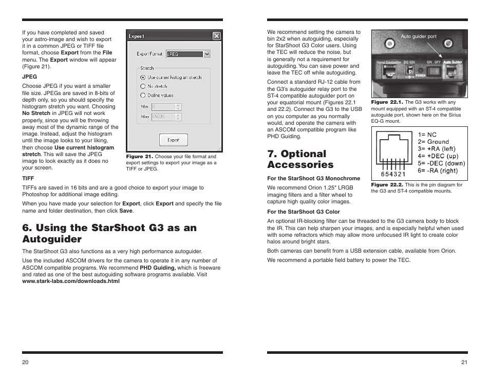 Using the starshoot g3 as an autoguider, Optional accessories | Orion STARSHOOT G3 User Manual | Page 11 / 13