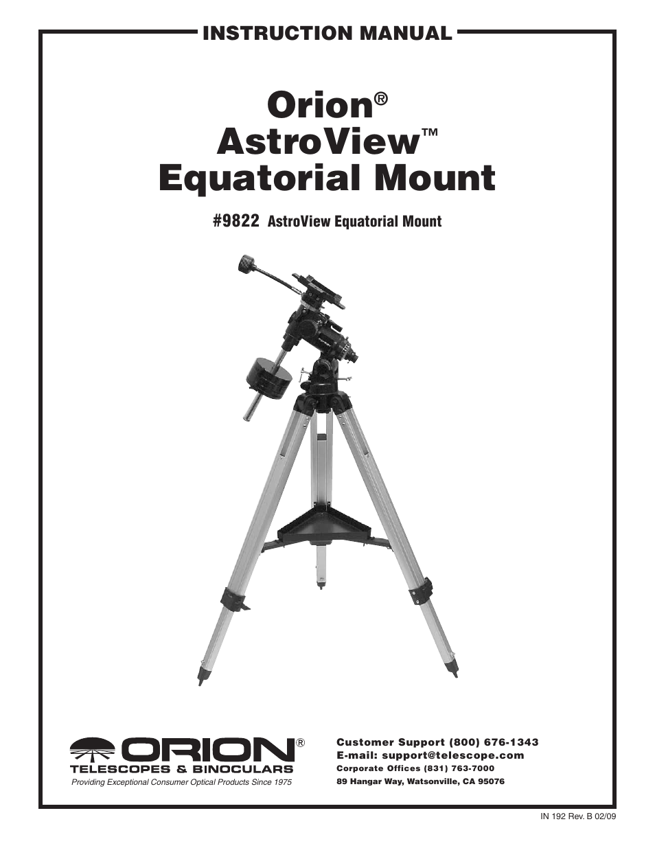 Orion ASTROVIEW 9822 User Manual | 10 pages