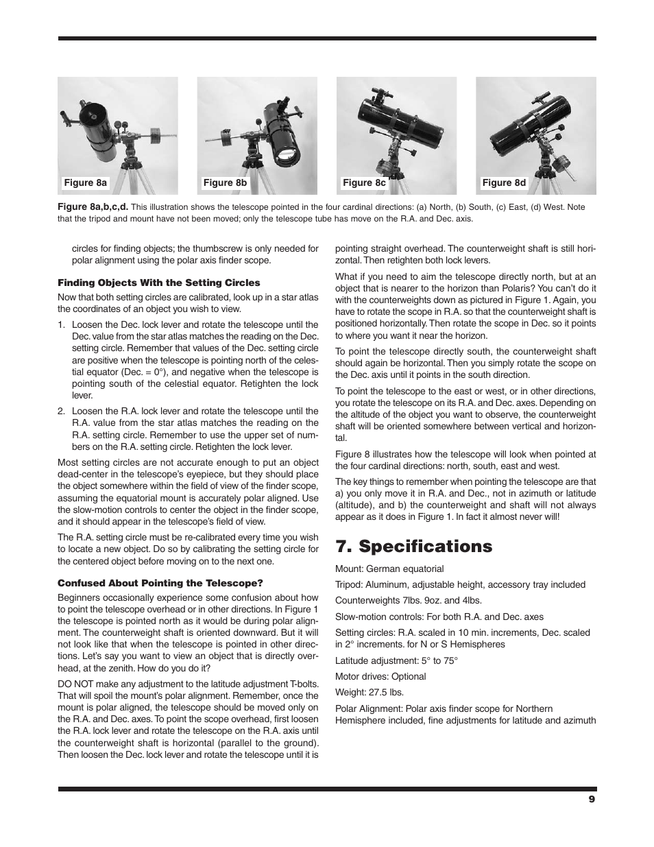 Specifications | Orion ASTROVIEW 9822 User Manual | Page 9 / 10
