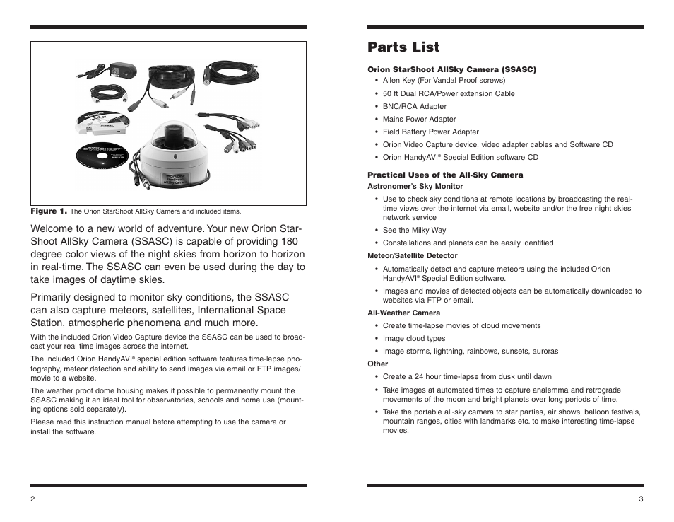 Parts list | Orion STARSHOOT 52188 User Manual | Page 2 / 8