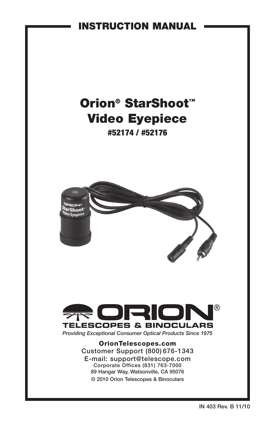 Orion STARSHOOT 52176 User Manual | 6 pages