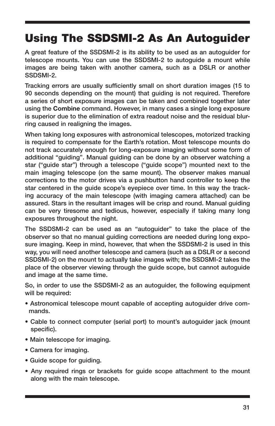 Using the ssdsmi-2 as an autoguider | Orion 52083 User Manual | Page 31 / 44