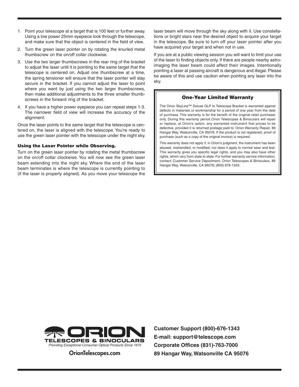 Orion SKYLINE 52062 User Manual | Page 2 / 2