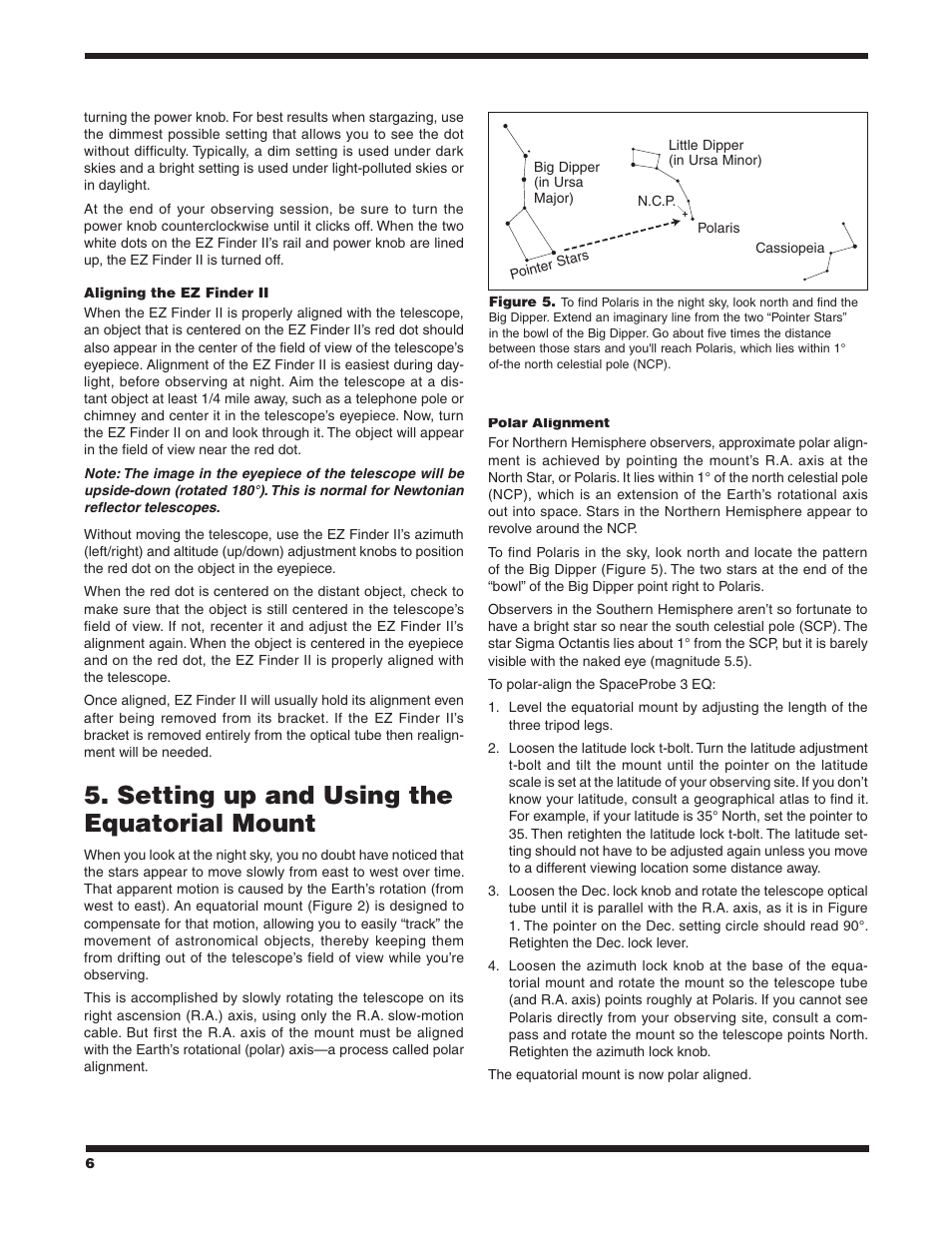 Setting up and using the equatorial mount | Orion SPACE PROBE 9843 User Manual | Page 6 / 15