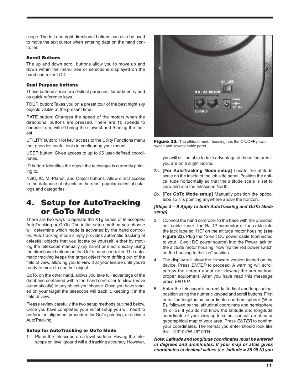 Setup for autotracking 4. or goto mode | Orion SKYQUEST XTG User Manual | Page 11 / 37