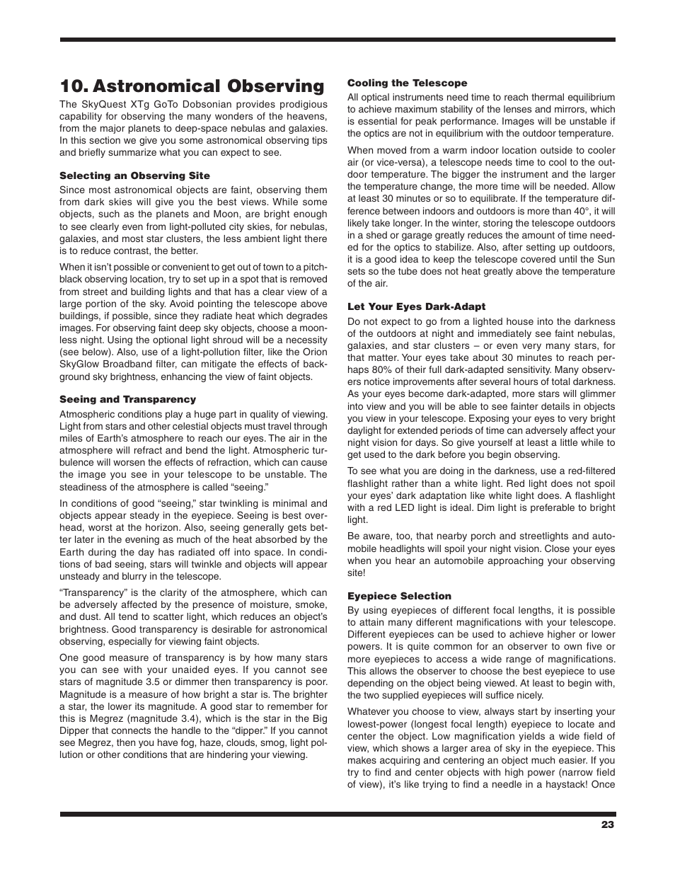 Astronomical observing 10 | Orion SKYQUEST XTG User Manual | Page 23 / 37