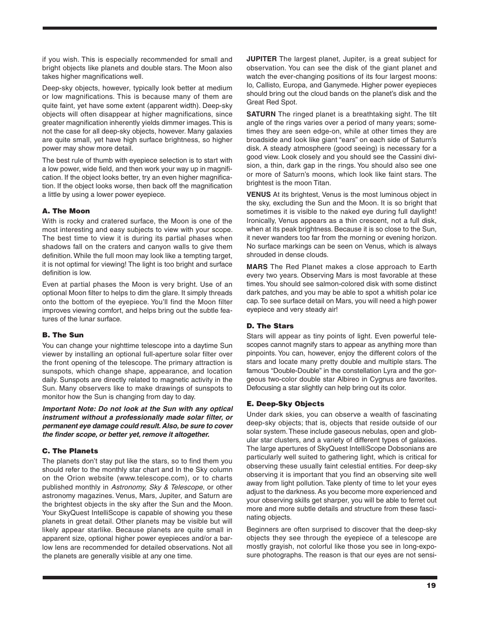 Orion SKYQUEST #27189 XT12I User Manual | Page 19 / 24