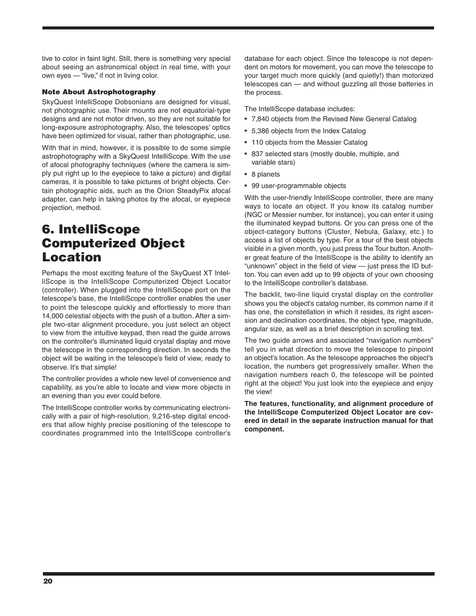 Intelliscope computerized object location | Orion SKYQUEST #27189 XT12I User Manual | Page 20 / 24