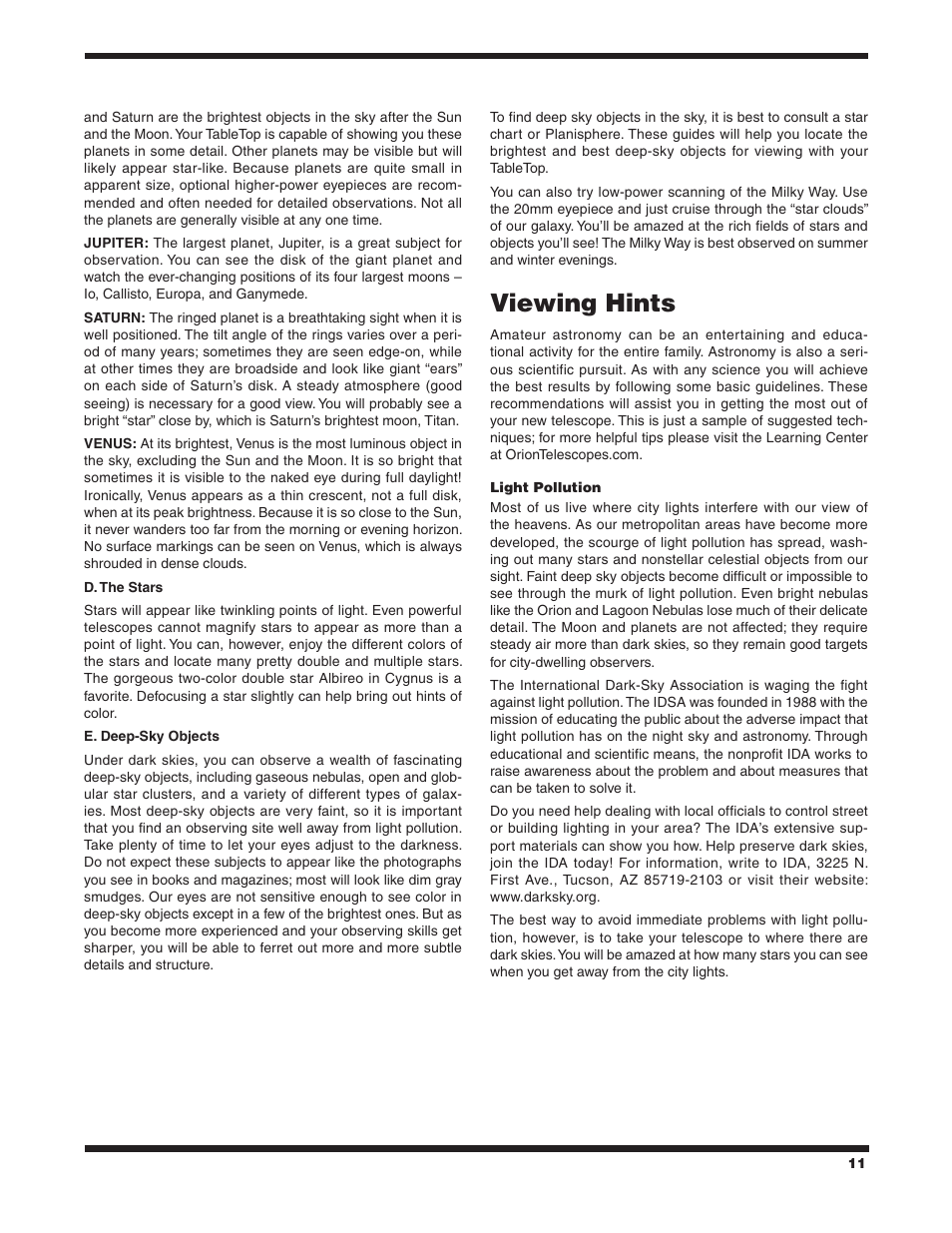 Viewing hints | Orion STARMAX 9541 User Manual | Page 11 / 16