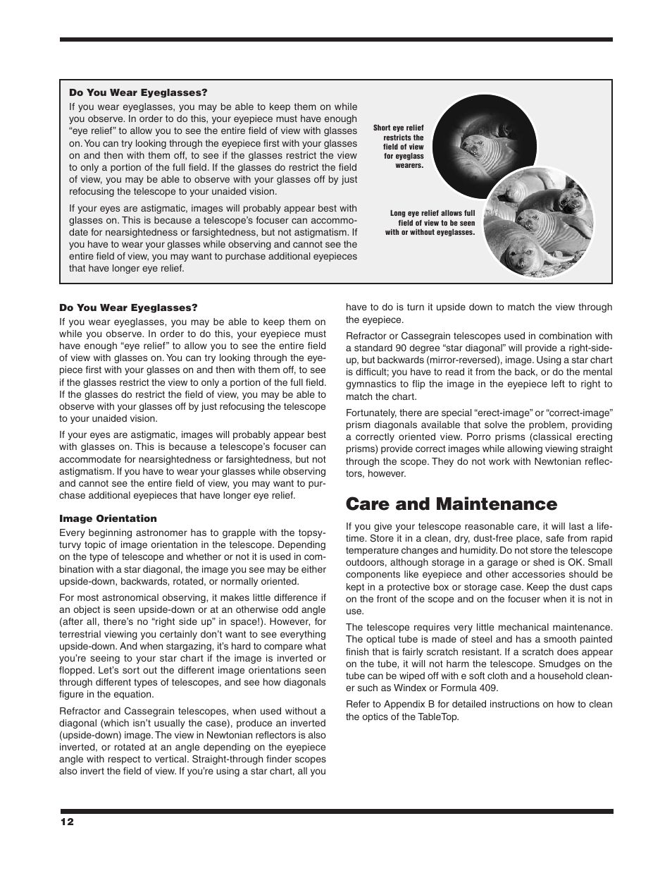Care and maintenance | Orion STARMAX 9541 User Manual | Page 12 / 16