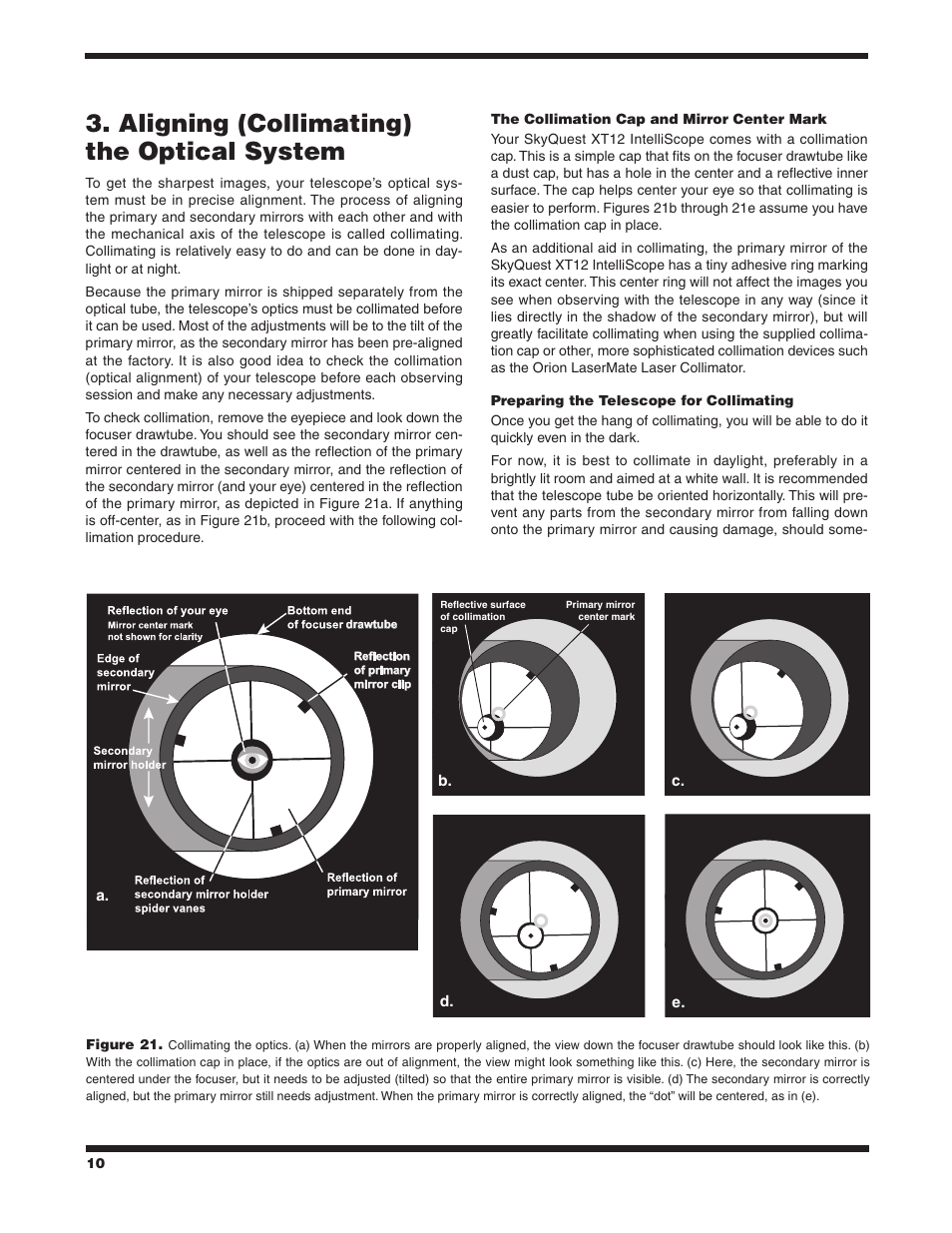 Aligning (collimating) the optical system | Orion SKYQUEST XT12 User Manual | Page 10 / 20