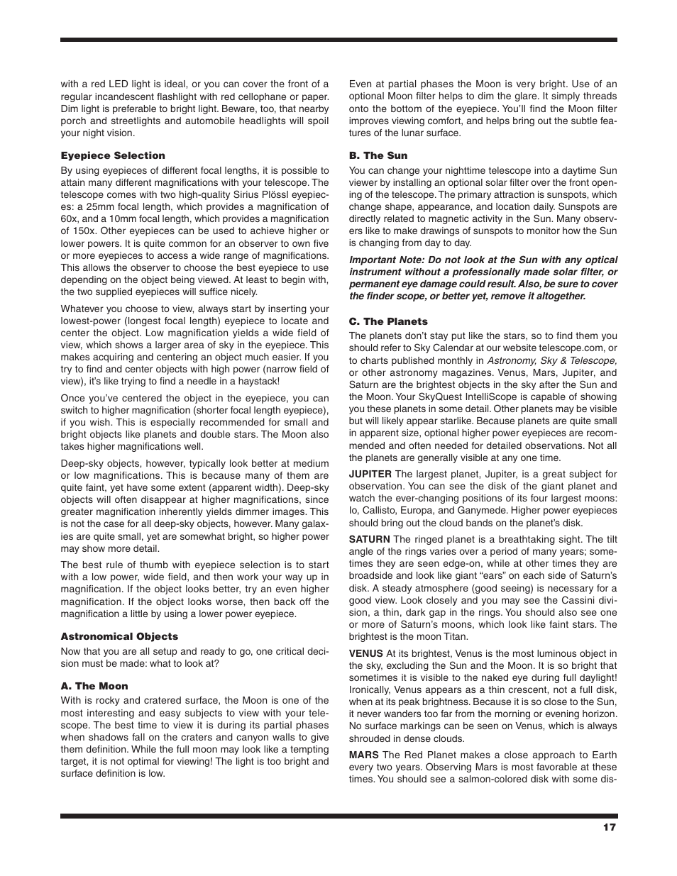 Orion SKYQUEST XT12 User Manual | Page 17 / 20