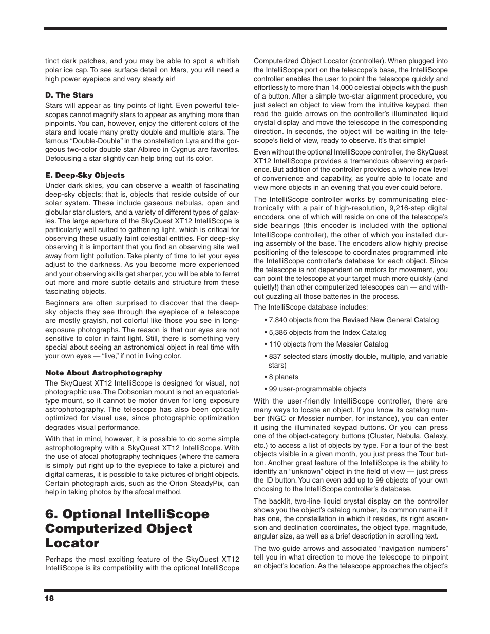 Optional intelliscope computerized object locator | Orion SKYQUEST XT12 User Manual | Page 18 / 20