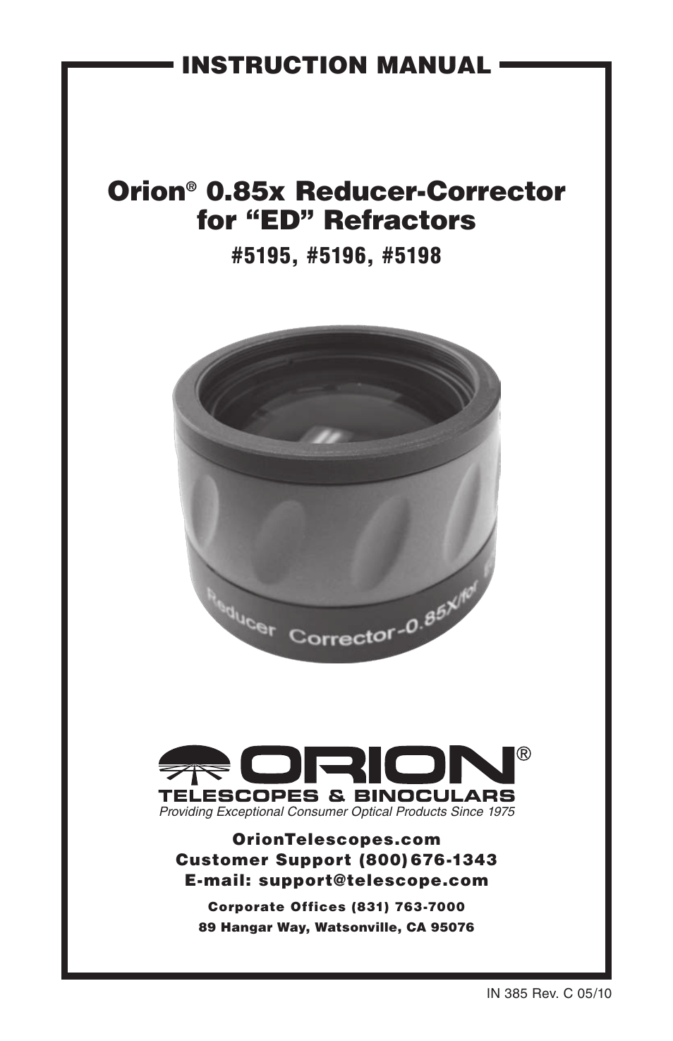 Orion 5196 User Manual | 3 pages