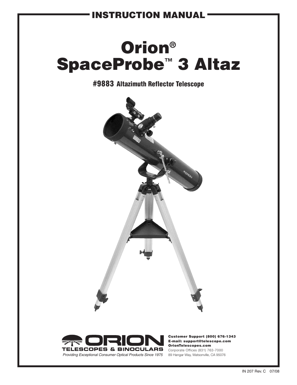 Orion SPACEPROBE 3 ALTAZ 9883 User Manual | 12 pages