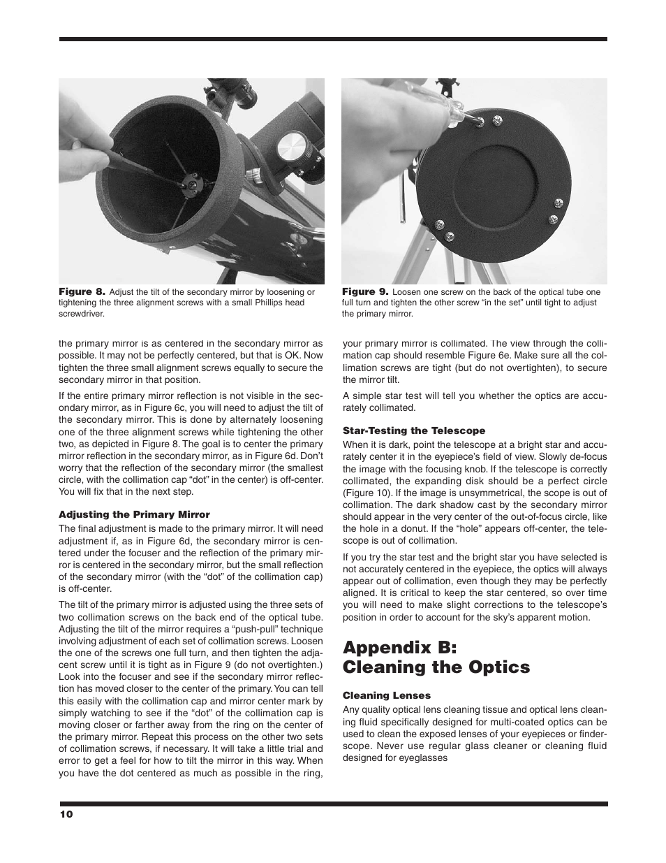 Appendix b: cleaning the optics | Orion SPACEPROBE 3 ALTAZ 9883 User Manual | Page 10 / 12