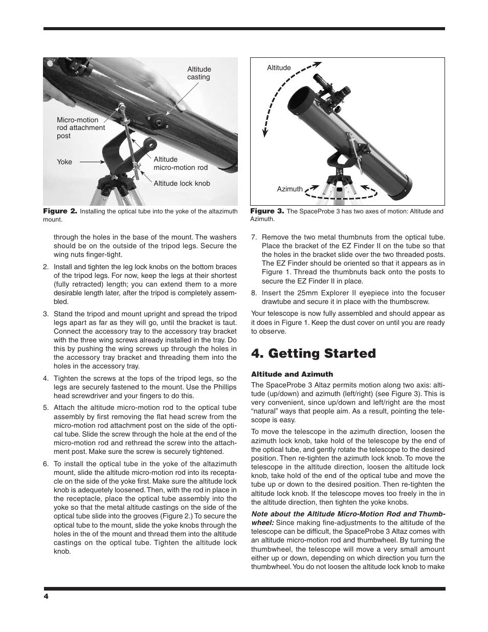 Getting started | Orion SPACEPROBE 3 ALTAZ 9883 User Manual | Page 4 / 12