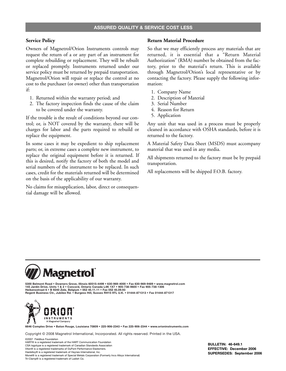 Orion 2xx User Manual | Page 36 / 36