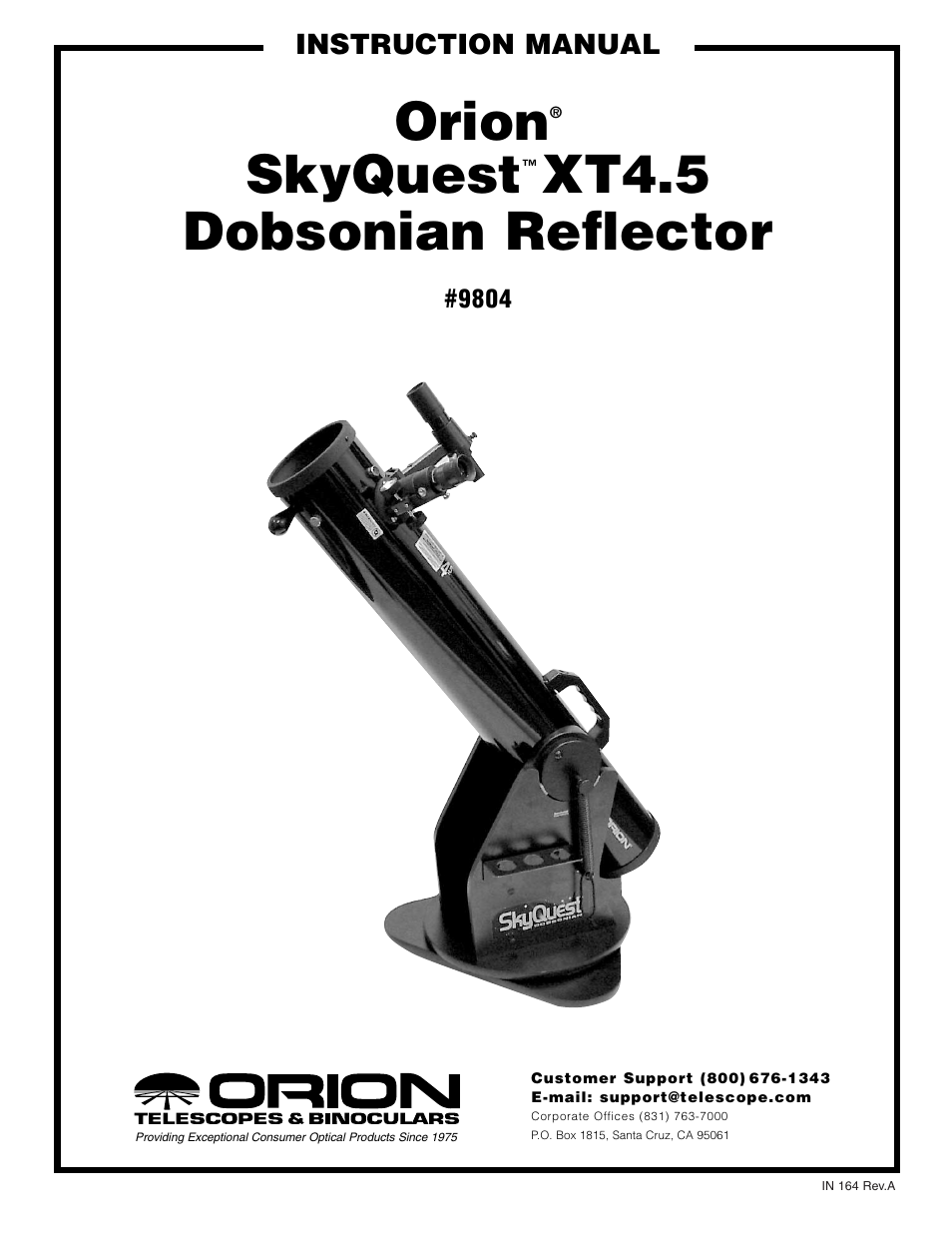 Orion XT4.5 User Manual | 16 pages