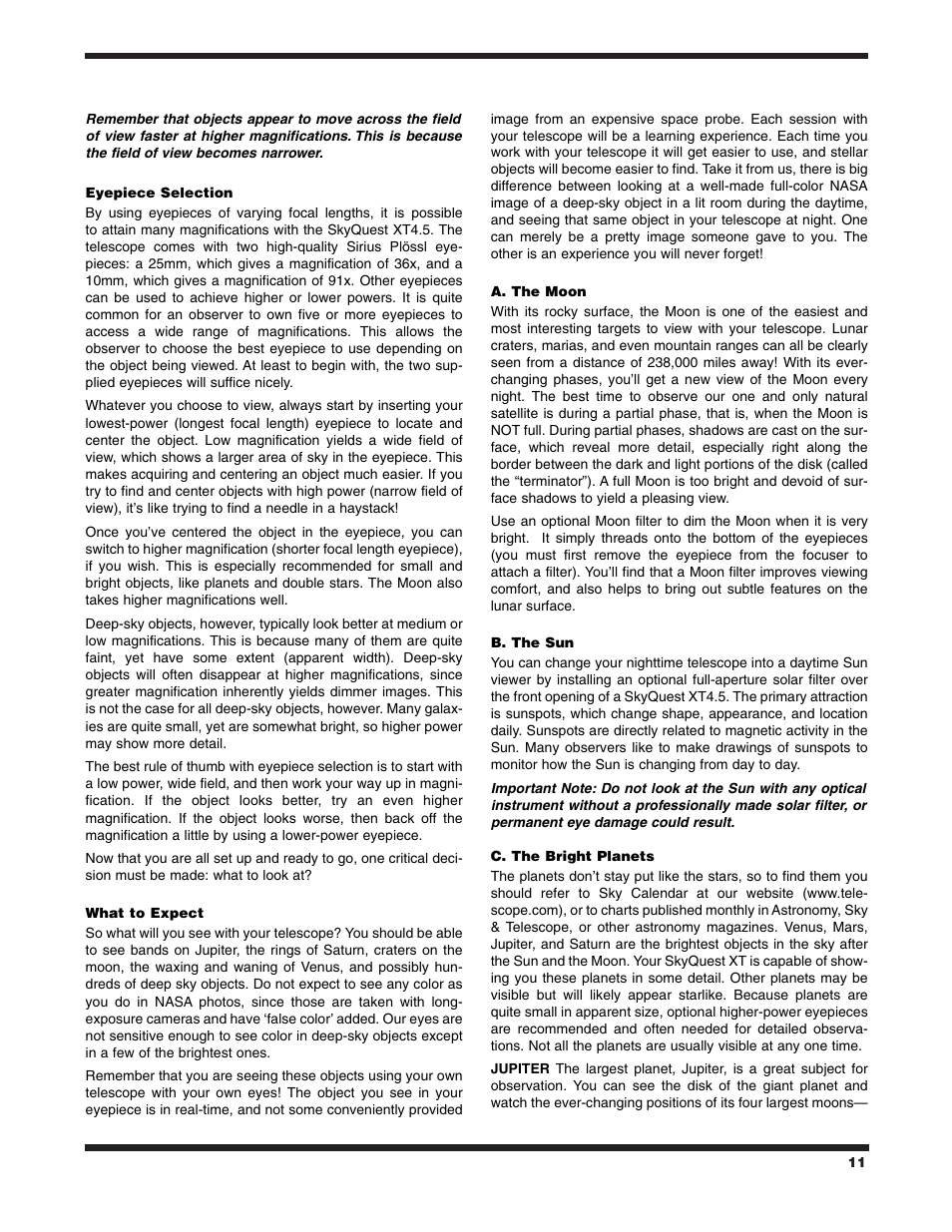 Orion XT4.5 User Manual | Page 11 / 16