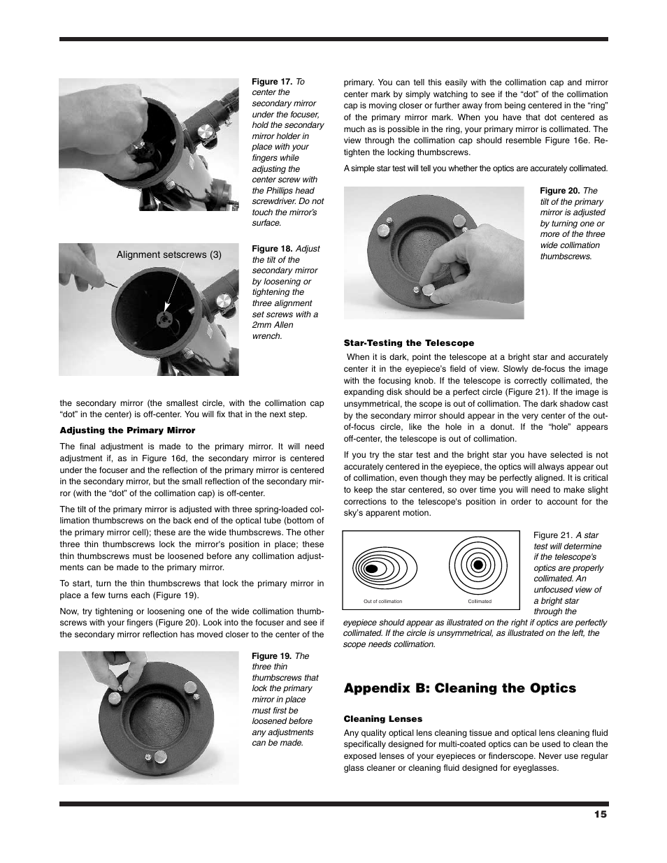 Appendix b: cleaning the optics | Orion XT4.5 User Manual | Page 15 / 16