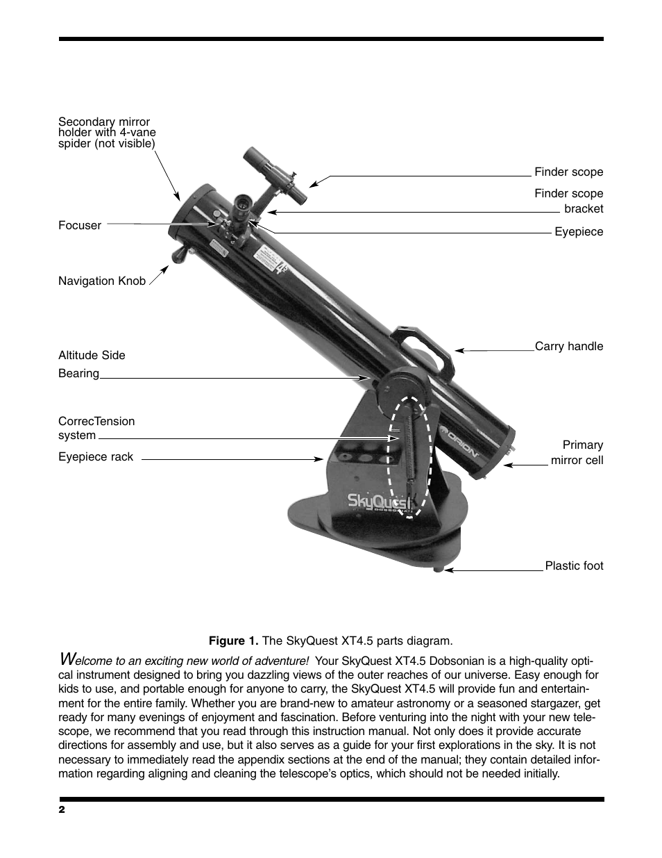 Orion XT4.5 User Manual | Page 2 / 16