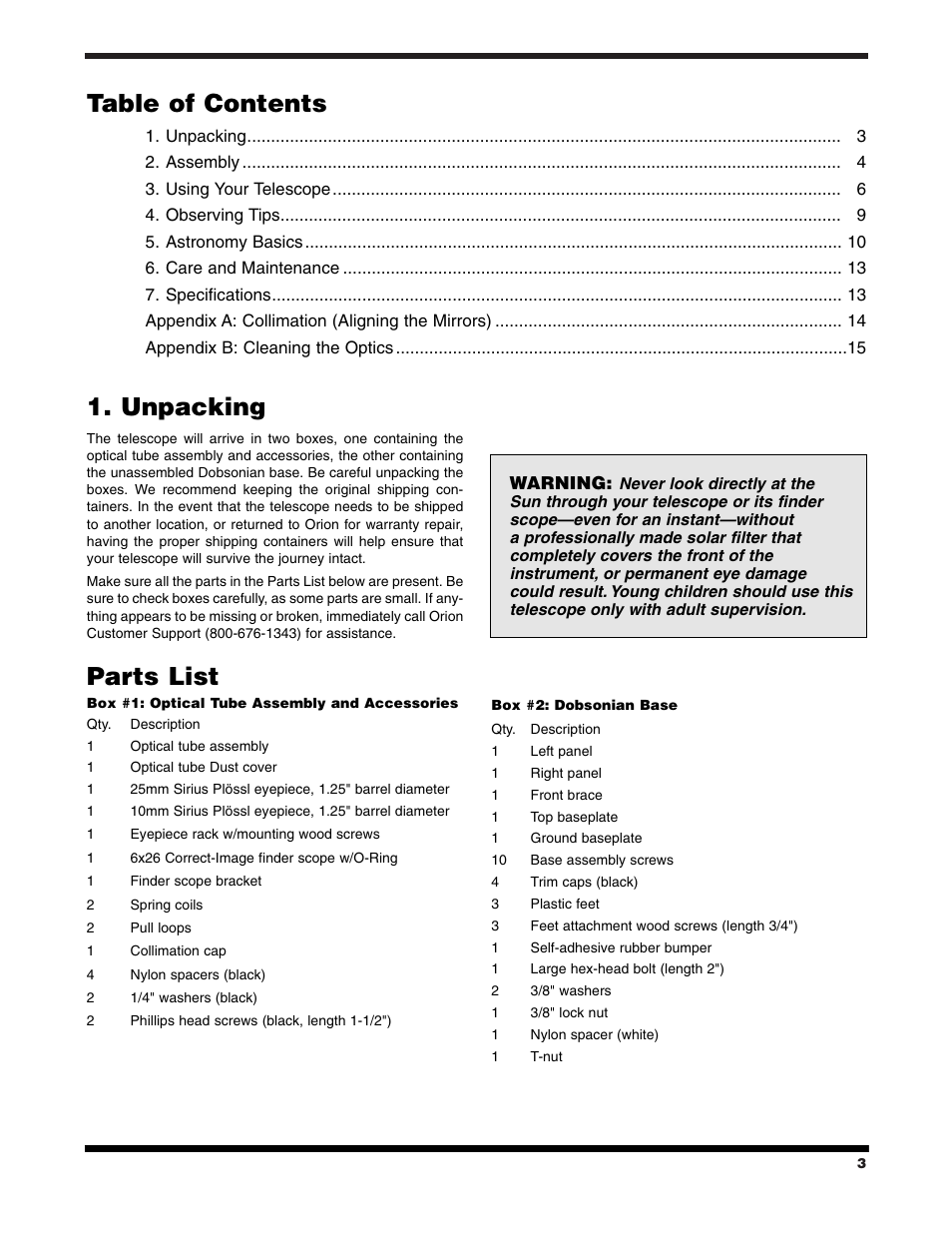 Orion XT4.5 User Manual | Page 3 / 16