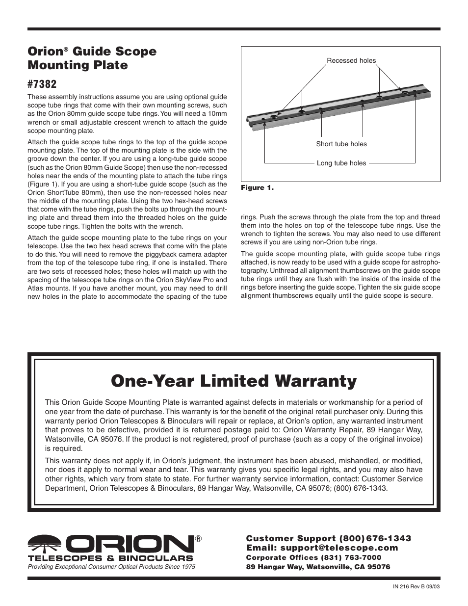 Orion 7382 User Manual | 1 page