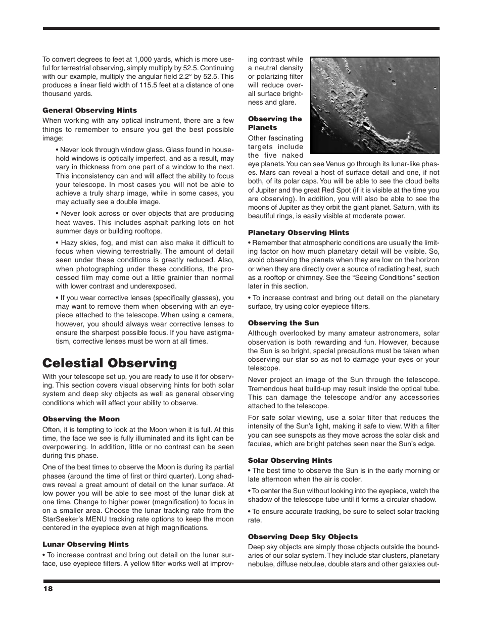 Celestial observing | Orion 9533 User Manual | Page 18 / 34