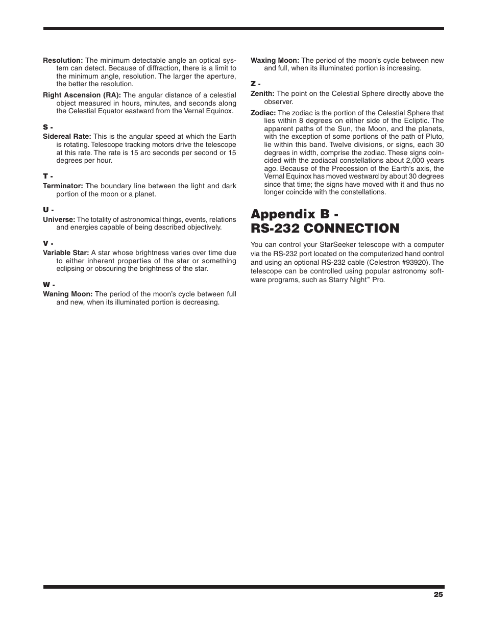 Appendix b ‑ rs‑232 connection | Orion 9533 User Manual | Page 25 / 34