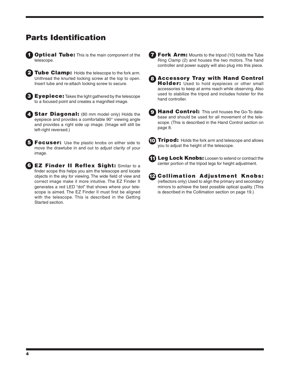 Parts identification | Orion 9533 User Manual | Page 4 / 34