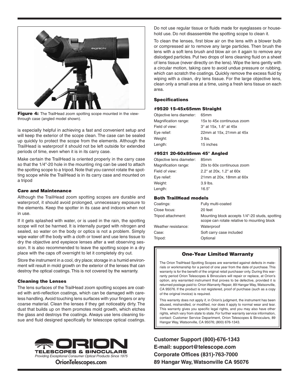 Orion TRAILHEAD 9520 User Manual | Page 2 / 2