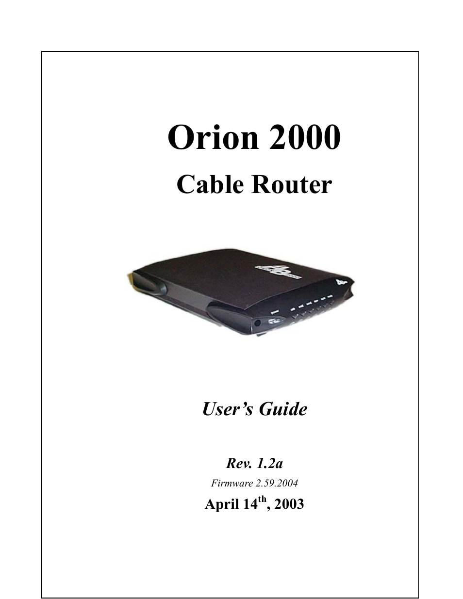 Orion 2000 User Manual | 80 pages