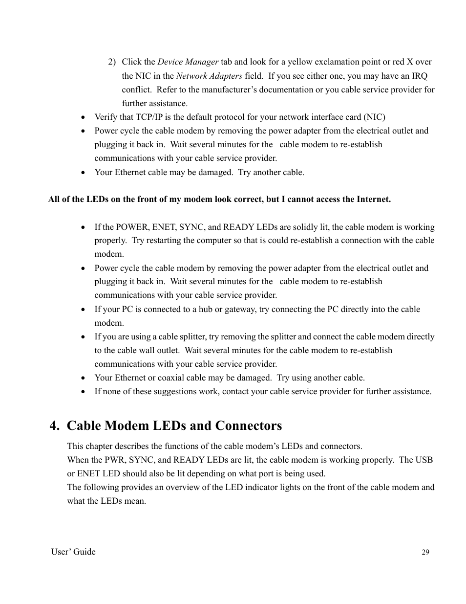 Cable modem leds and connectors | Orion 2000 User Manual | Page 29 / 80