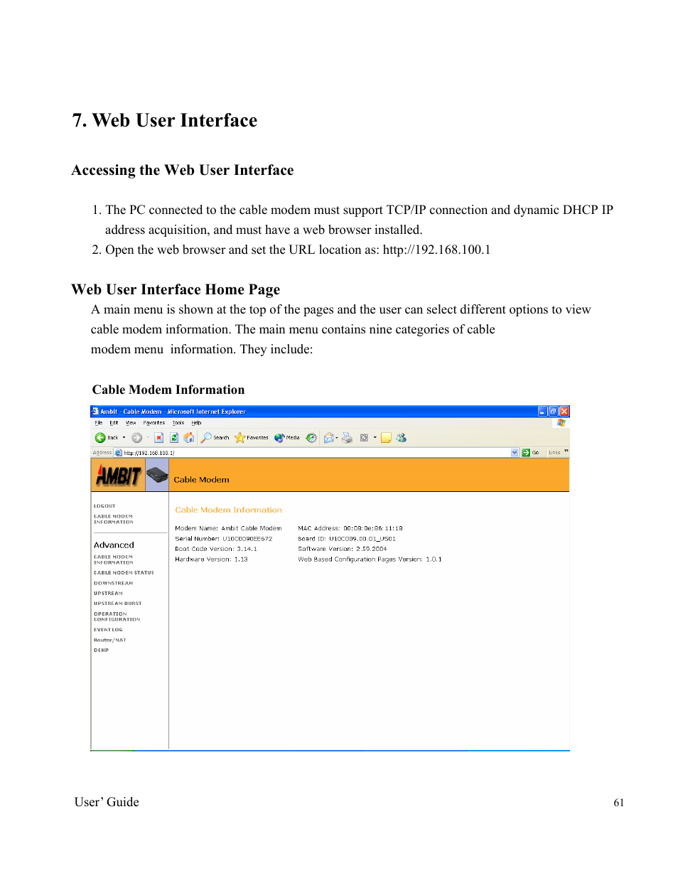 Web user interface | Orion 2000 User Manual | Page 61 / 80