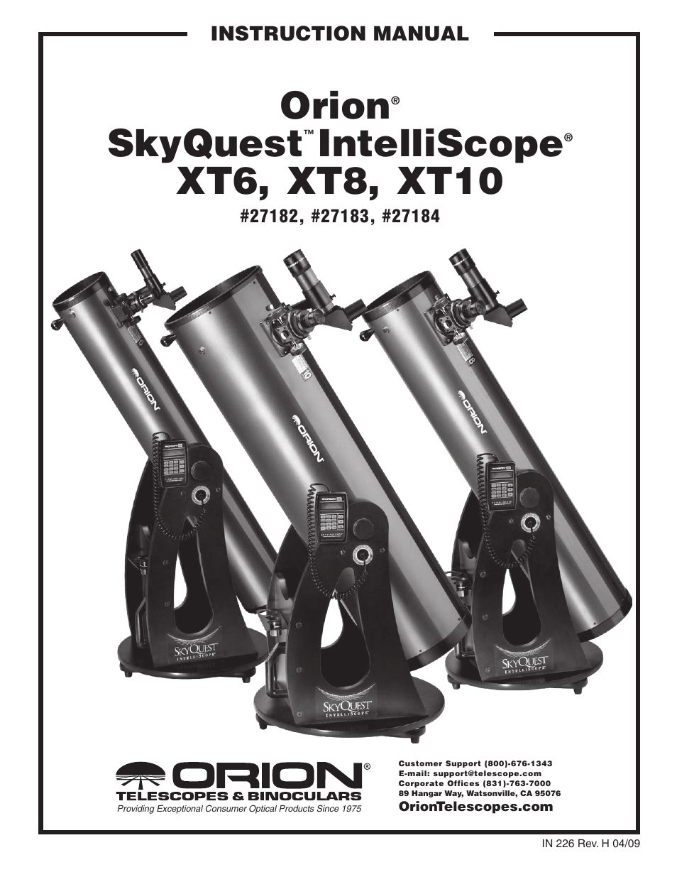 Orion SKYQUEST XT8 User Manual | 20 pages