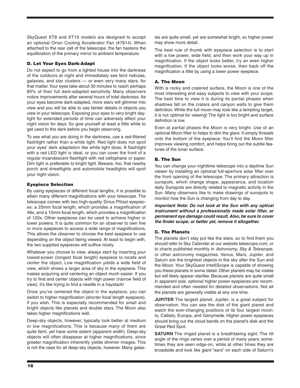 Orion SKYQUEST XT8 User Manual | Page 16 / 20