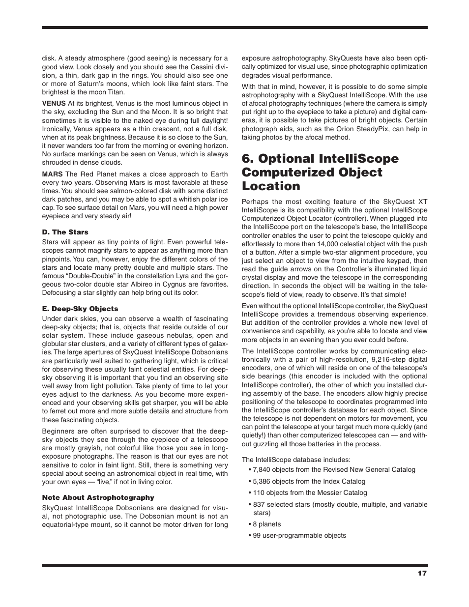 Optional intelliscope computerized object location | Orion SKYQUEST XT8 User Manual | Page 17 / 20