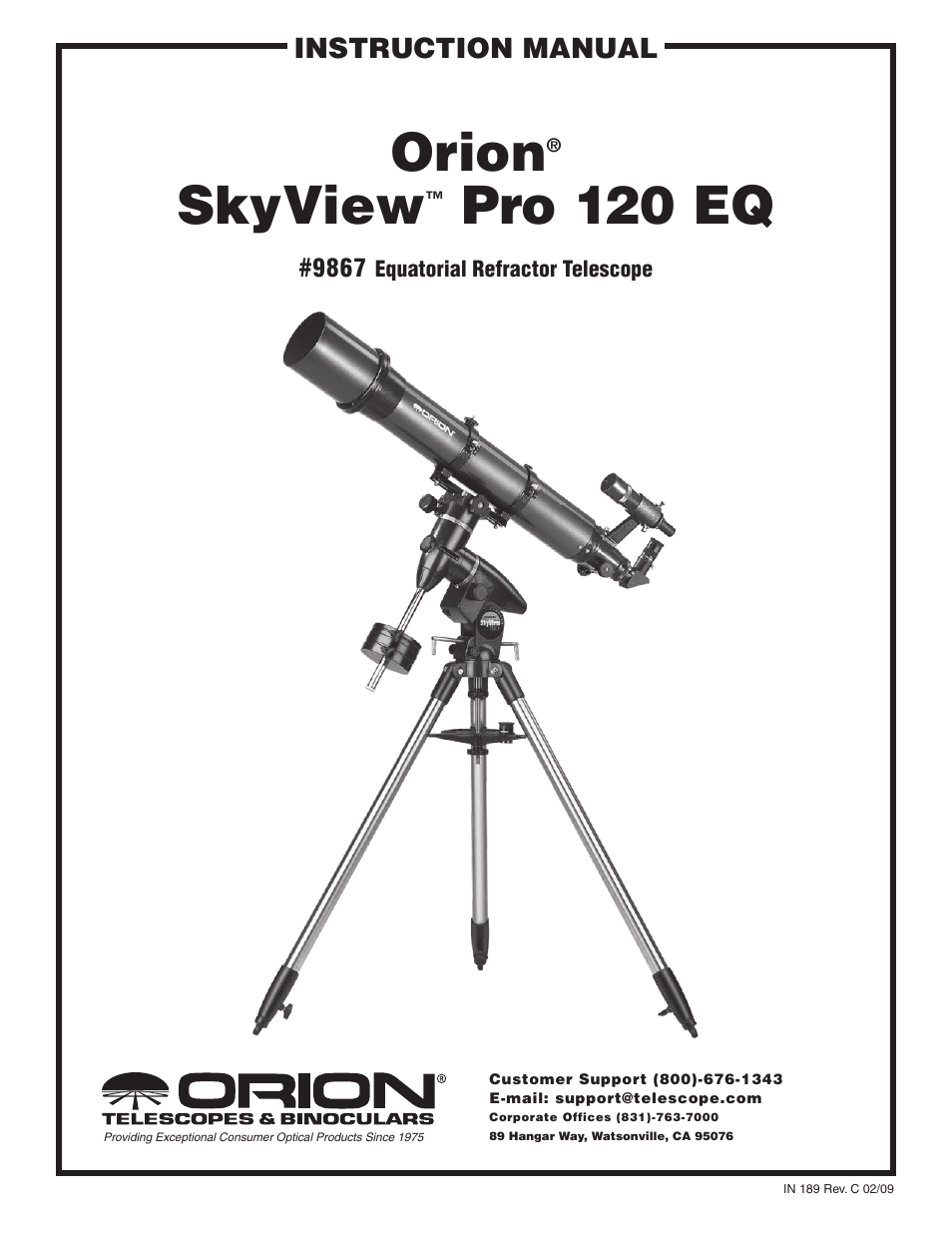 Orion SKYVIEW PRO 120 EQ User Manual | 18 pages