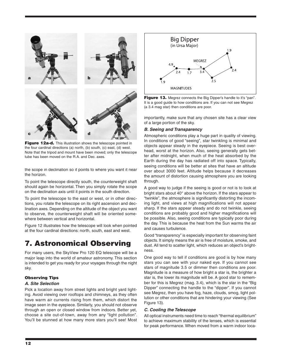 Astronomical observing | Orion SKYVIEW PRO 120 EQ User Manual | Page 12 / 18