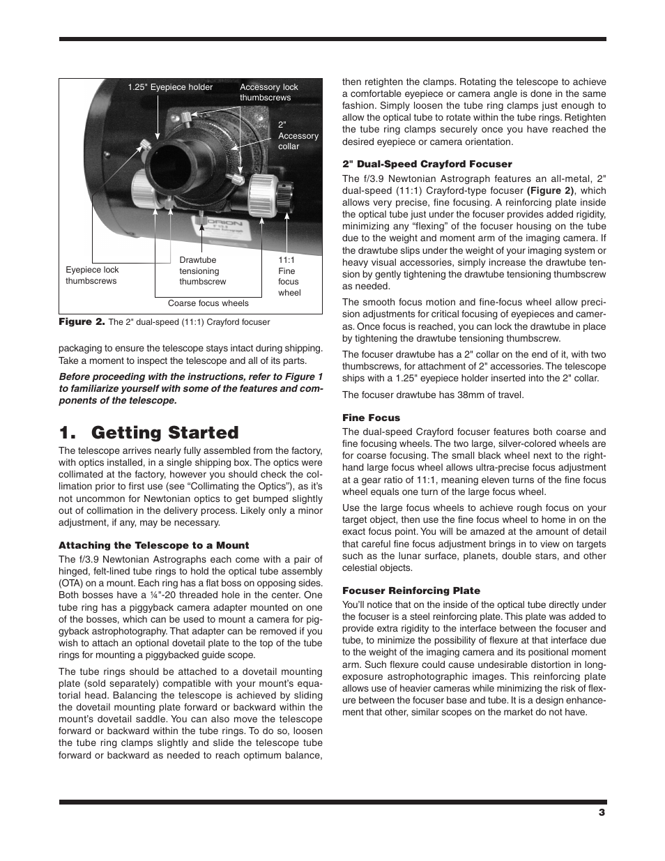 Getting started | Orion #8297 8" F/3.9 User Manual | Page 3 / 12