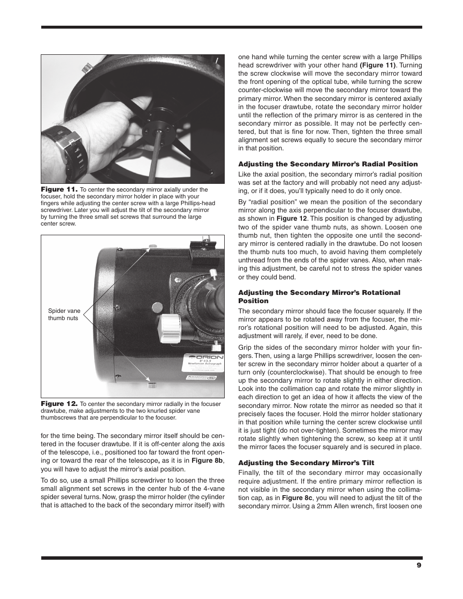 Orion #8297 8" F/3.9 User Manual | Page 9 / 12