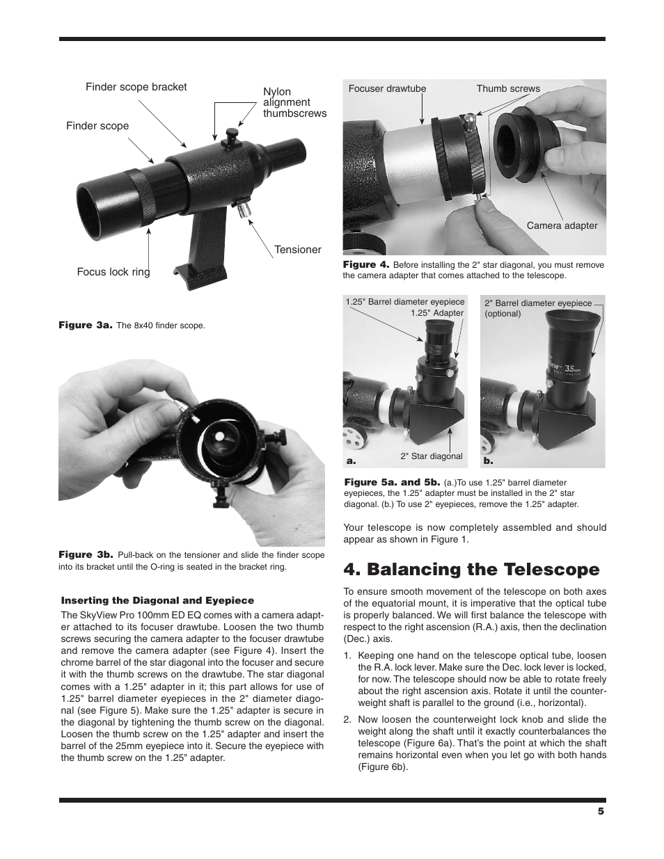 Balancing the telescope | Orion ED EQ User Manual | Page 5 / 18