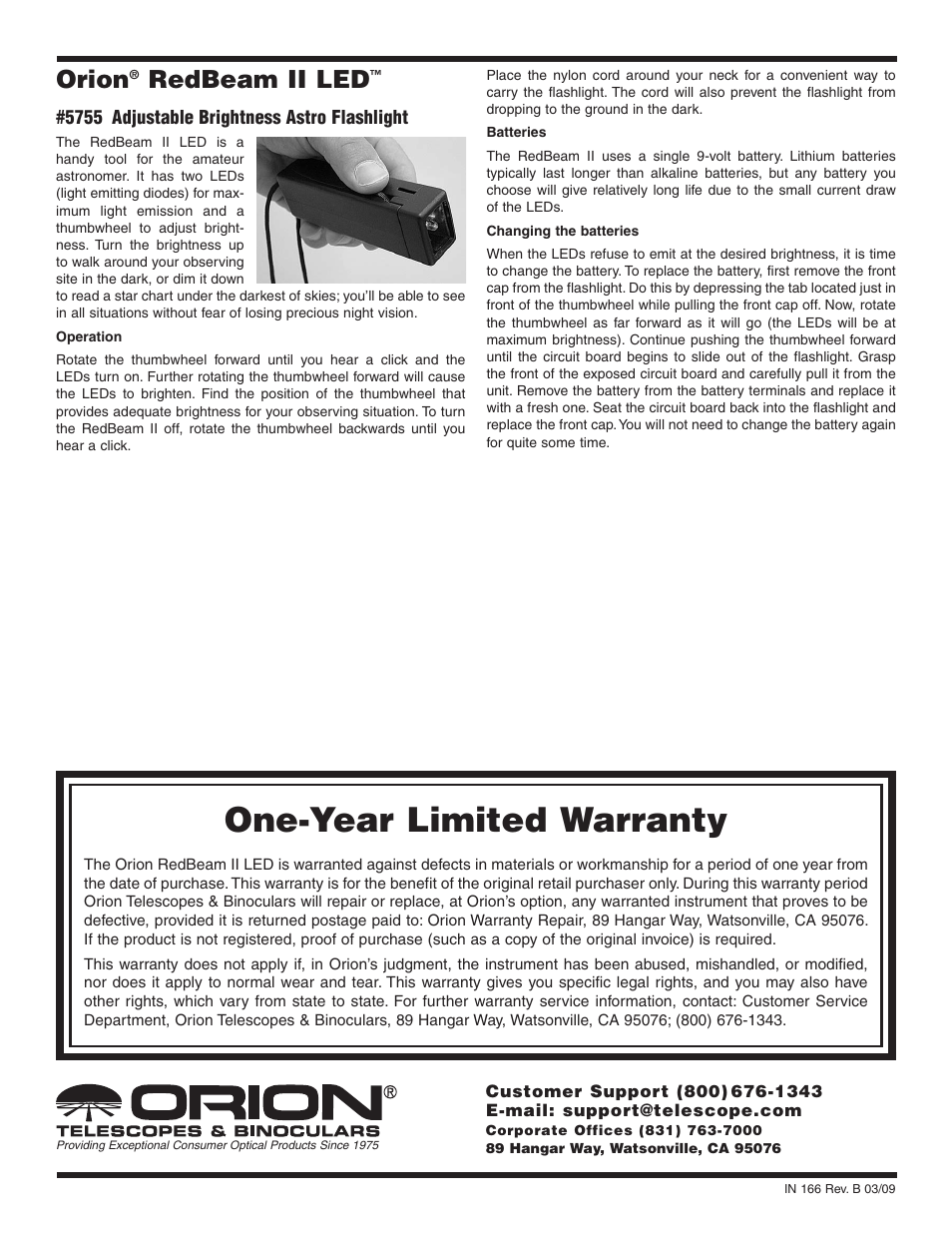 Orion REDBEAM II LED 5755 User Manual | 1 page
