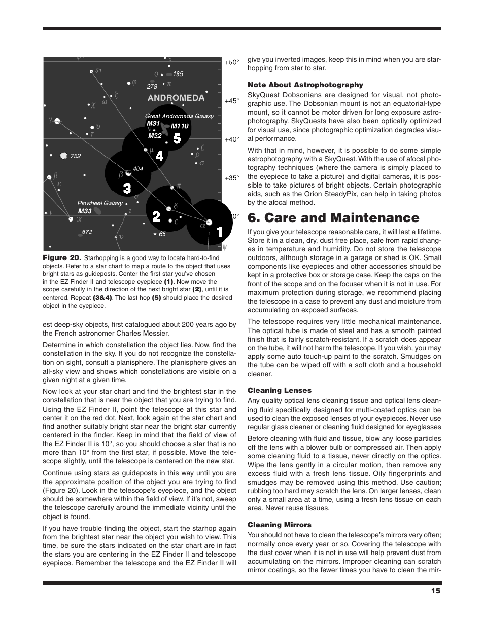 Care and maintenance | Orion SKYQUEST XT10 CLASSIC User Manual | Page 15 / 18