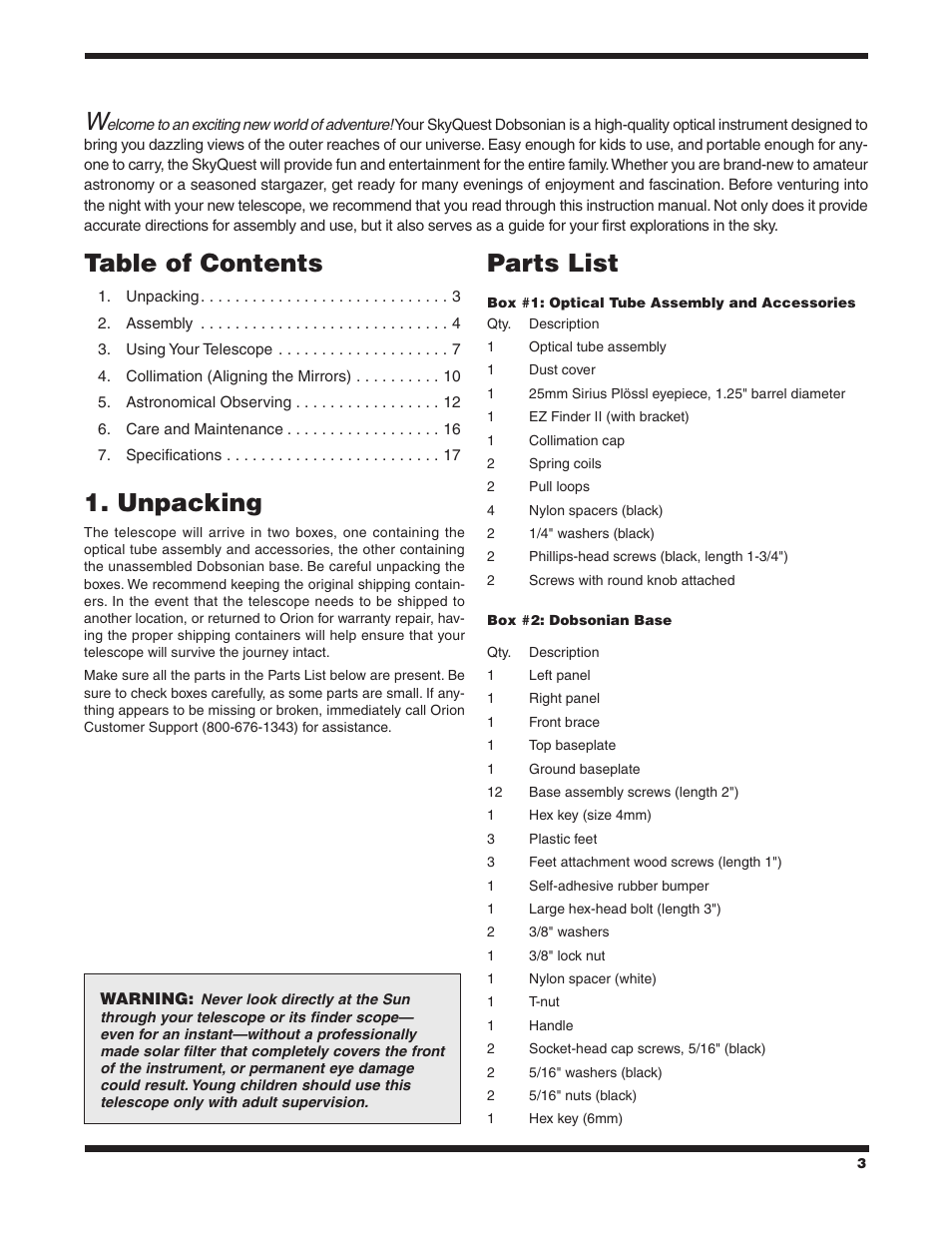 Orion SKYQUEST XT10 CLASSIC User Manual | Page 3 / 18